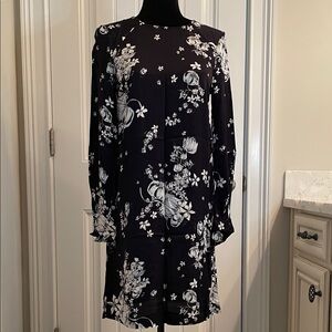 H&M Dusty Black and White Floral Midi Dress